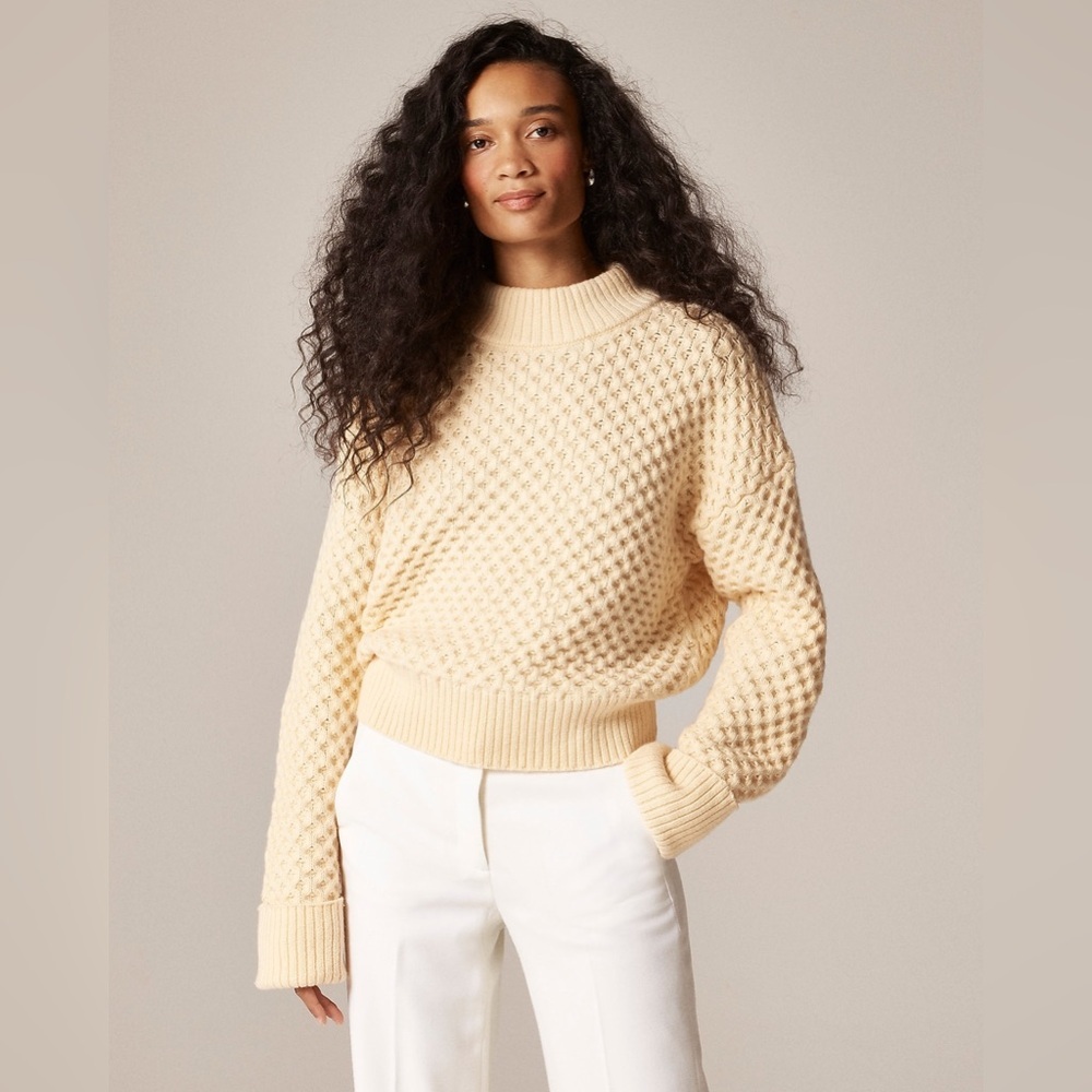 J Crew Honeycomb mockneck sweater in wool blend CO597